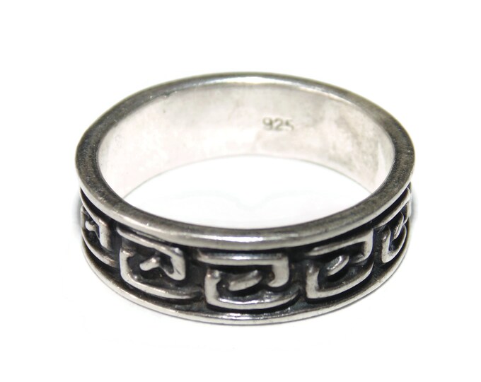 925 Men's Mayan Etchings Symbols Band Ring Vintage Estate Etsy