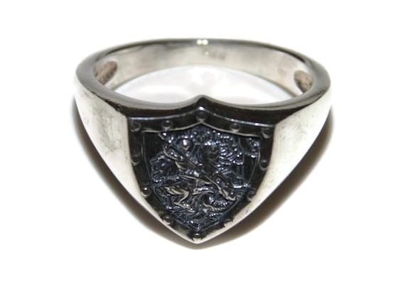 SALE 925 Men's Sterling Silver Ring Saint George … - image 1