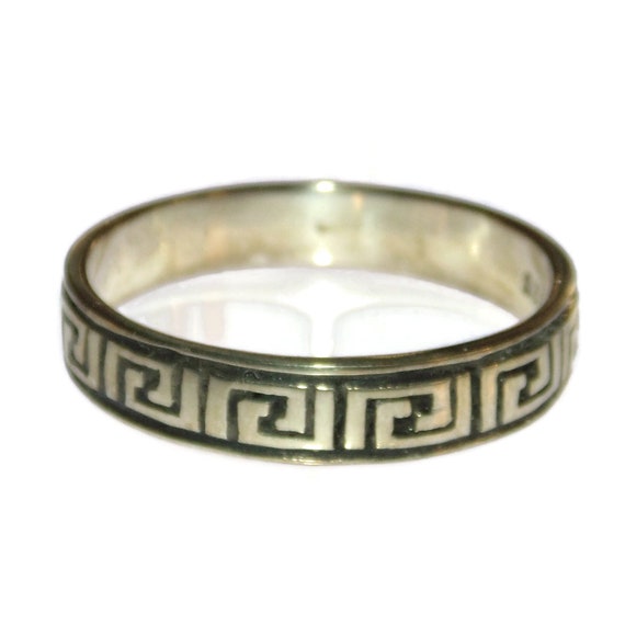 925 Men's Mayan Etchings Symbols Band Ring Vintage Estate Etsy