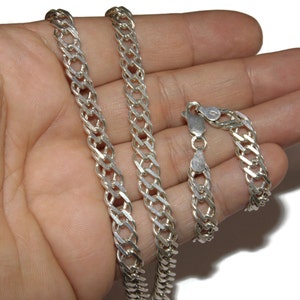 Vintage Sterling Silver Hammered Cable Chain Necklace - Mens Biker Jewelry 21&quot;