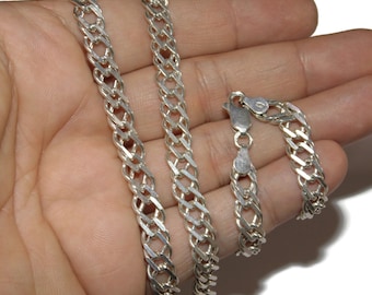 Vintage Sterling Silver Hammered Cable Chain Necklace - Mens Biker Jewelry 21"