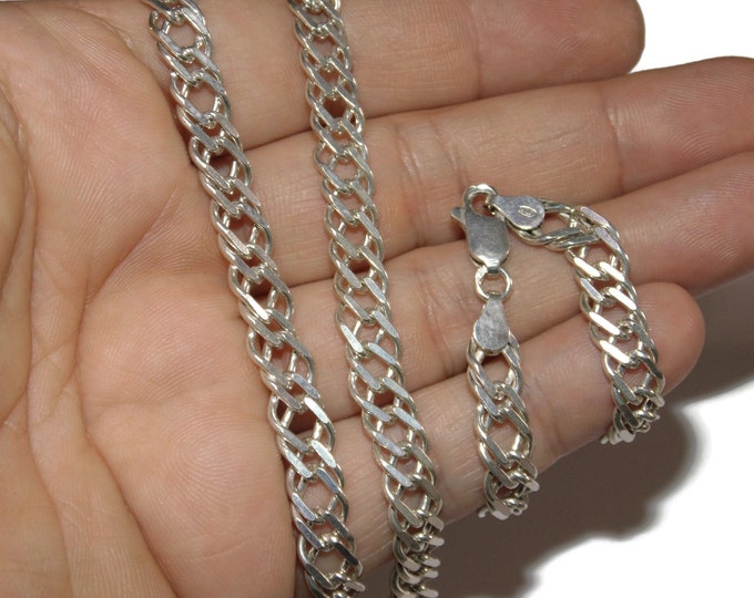 Vintage Estate Statement Mens Rocker Biker Hammered Cable Chain Links Solid Sterling Silver Chain Necklace 925 21" Jewelry