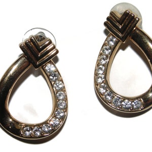 Vintage Swarovski Crystal Drop Earrings: Signed Gold Tone Jewelry