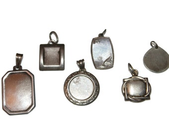 925 LOT 6pc Destash Vintage Estate Sterling Silver Engravable Pendants Charms Jewelry Birthday Gift For Her Him