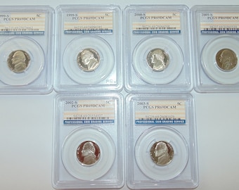 Sold Separately Uncirculated Graded PCGS Deep Cameo PR69 PR69DCAM 5C 5 Cents 1999 S 2000 S 2001 S 2002 S 2003 S Coin Nickel Gift For Him