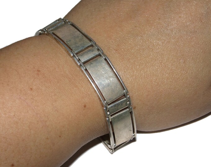 925 Vintage Estate Sterling Silver Bracelet Rocker Biker Etsy