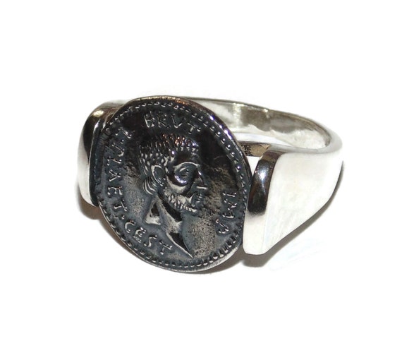 925 Sterling Silver Ring Signet Et tu, Brute? Bru… - image 2