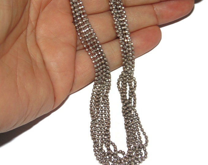 925 Vintage Estate Multichain 17" Long Sterling Silver Necklace Chain 7 Strands Popcorn Jewelry Jewellery Gift For Her Him