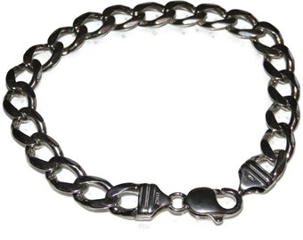 Vintage Sterling Silver Cuban Link Bracelet, Italy 925, 9.5 Inch