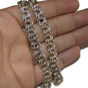 Vintage Sterling Silver Double Cable Chain Necklace - 24 inch