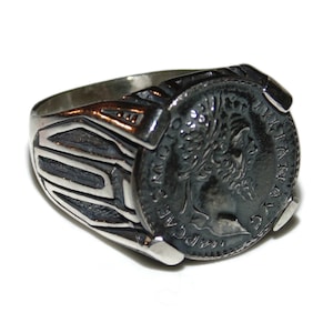 Men&#39;s 925 Sterling Silver Roman Coin Ring - Didius Julianus Replica