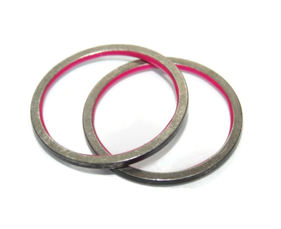 Vintage Sterling Silver Stackable Ring Set: Pink … - image 1