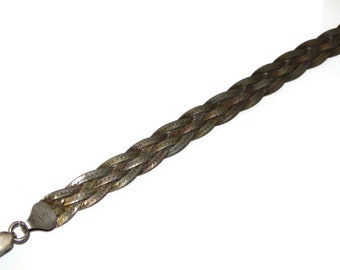 Vintage Sterling Silver Braided Snake Chain Bracelet - 7.25/8 Inch