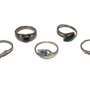 Vintage Sterling Silver Statement Ring: Claddagh, Malachite, Onyx