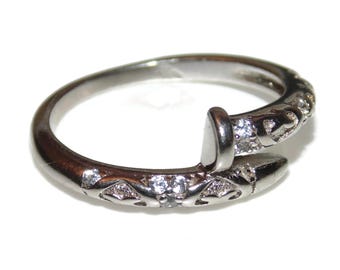 Unisex Vintage Estate Sterling Silver Ornate Carved Nail Ring US Size 6 925 Jewelry Birthday Gift For Him Her