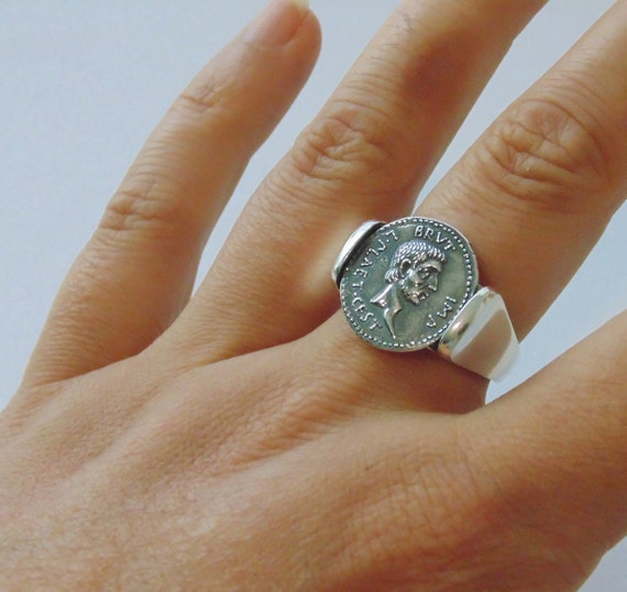 925 Sterling Silver Ring Signet Et tu, Brute? Bru… - image 1