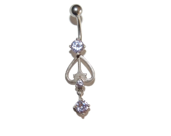 New Hypoallergenic Surgical Steel Bar Sterling Silver Elements Crystal Rhinestones Long Belly Button Naval Ring Piercing Bar Dangle