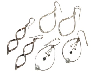925 Sold Separately Vintage Estate Sterling Silver Earrings Dangle Drop Boho Oval Hook Dainty Birthday Jewelry Gift For Her Jewellery