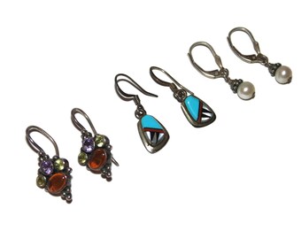 925 Sold Separately Vintage Estate Sterling Silver Earrings Dainty Drop Citrine Turquoise Glass Pearl Boho Jewelry Birthday Gift For Her