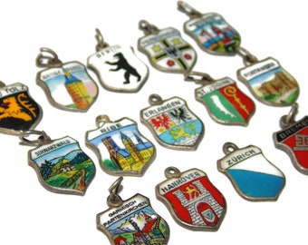 Vintage Sterling Silver German Town Crest Charm: Travel Souvenir Pendant