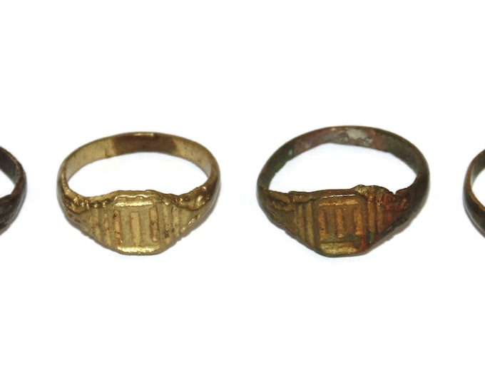 Sold Separately Men's Brass Signet Ring Antique Vintage Estate Gold Tone Cyrillic Letter Б Ц Ж П RARE Find Jewelry Jewellery For Him