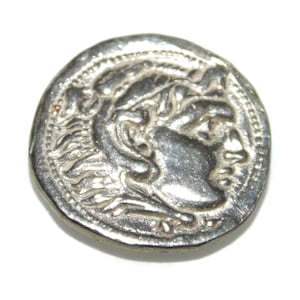 925 Vintage Estate Artisanal Copy of Ancient Greek Coin Alexander The Great Sterling Silver Jewelry Jewellery Birthday Gift For Him