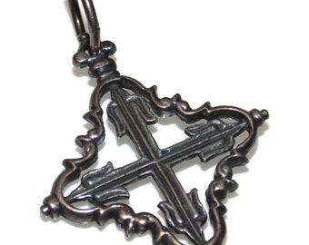 925 Mens Vintage Estate Ring Sterling Silver Statement Cross Arrows Pendant Jewelry Jewellery Birthday Gift For Him