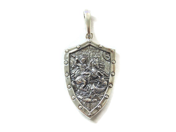 925 Sterling Silver Pendant Saint George Shield M… - image 3