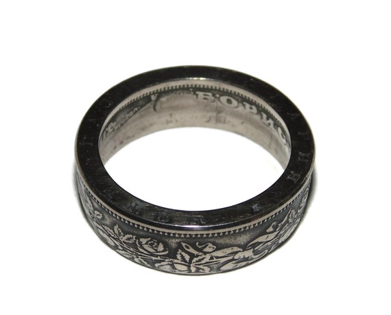 Vintage Estate Coin Ring Band Unisex Antique Coin… - image 2