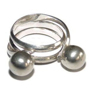 Vintage Modernist Sterling Silver Orb Ring - Size 7