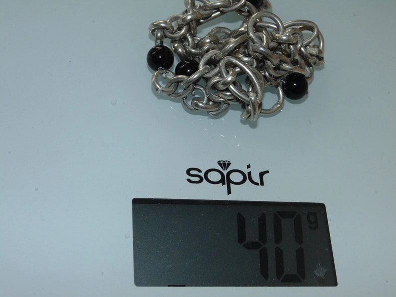 925 Sterling Silver Necklace Pendant Vintage Estate Artisan Adj Length Black Beads Chain 23 Jewelry Jewellery Gift For Her Argent