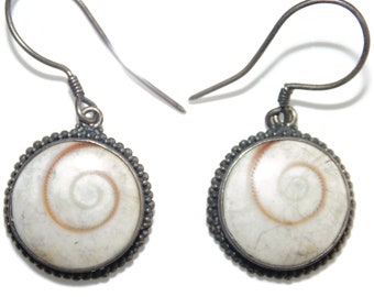 Vintage Sterling Silver Dangle Earrings: Abalone Shell, Lavender Jade, Boho Jewelry