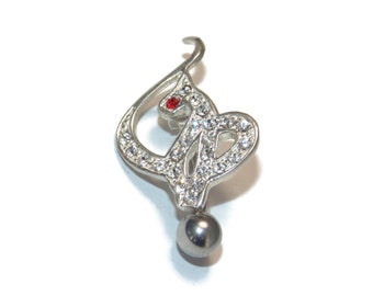 Sterling Silver Snake Belly Ring: Crystal Navel Piercing