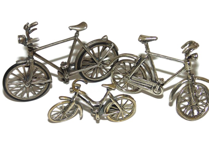 800 Sold Separately Vintage Estate Miniature Mini Silver Bicycle DeskTop Piece Stand Alone Figures Collectible Birthday Gift For Her Him