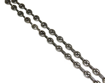 Unisex Vintage Estate Sterling Silver Puffy Bean Mariner Chain 17.5" Long Necklace Jewelry Jewellery Gift For Him Her 925 Argent