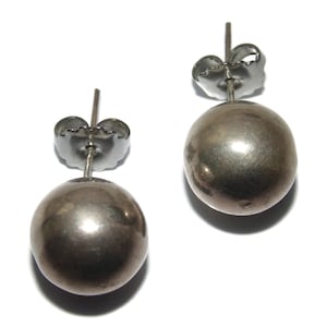 Vintage Sterling Silver Ball Earrings: Puffy Orb Studs