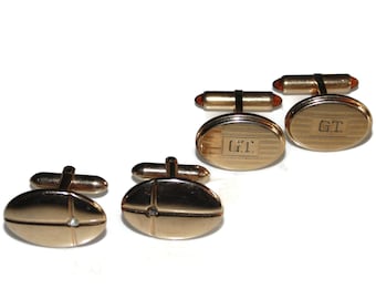 Vintage Gold Tone Cufflink LOT: Krementz & Swank, 2 Sets