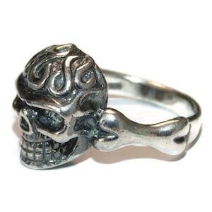 Sterling Silver Skull Ring: Punk Rocker Biker Jewelry