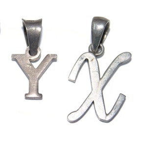 925 se vende por separado Vintage Estate Sterling Silver Small Pendants Charms Monogram Letters X Y Jewelry Jewellery Gift For Her Him Argent