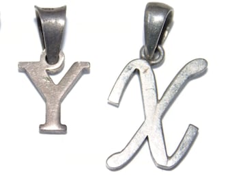 925 Sold Separately Vintage Estate Sterling Silver  Small Pendants Charms Monogram Letters X Y Jewelry Jewellery Gift For Her Him Argent