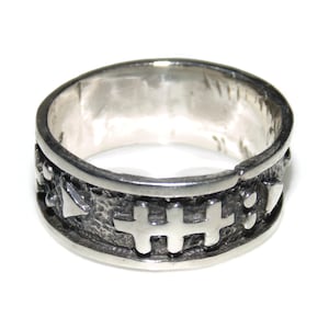 Vintage Sterling Silver Biker Ring Wide Band Rocker Jewelry Size 7 Gift