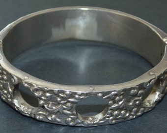 925 Vintage Estate Sterling Silver Bracelet Modernist Massive Brutalist Bangle French Designer Kenzo Jewelry Birthday Gift For Her For Him