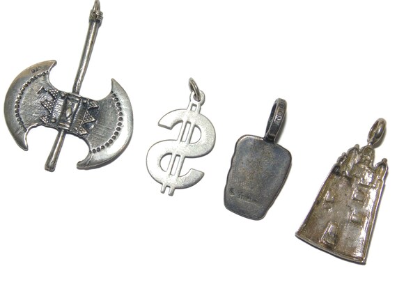 Vintage .925 Sterling Silver Pendants: Rocker Bik… - image 4