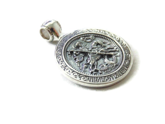 925 Sterling Silver Saint George Pendant Medal Ca… - image 5