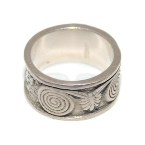 Vintage Sterling Silver Swirl Band Ring, Ornate Artisan Jewelry, US Size 6