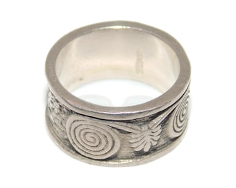 Vintage Sterling Silver Swirl Band Ring, Ornate Artisan Jewelry, US Size 6