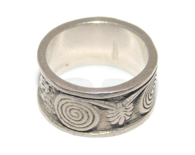 925 Vintage Estate Sterling Silver Band Ring Ornate Swirls Artisan US Size 6 Jewelry Jewellery Birthday Anniversary Gift For Her