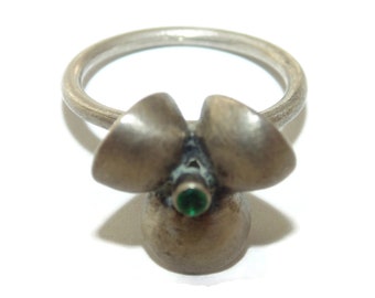 Vintage Sterling Silver Abstract Ring: Artisan Modernist Jewelry, Size 5.5