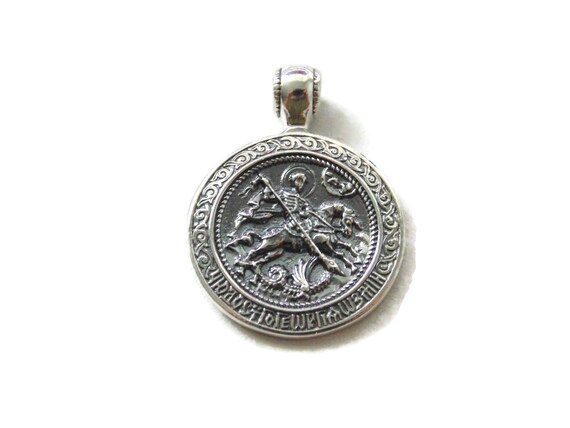 925 Sterling Silver Saint George Pendant Medal Ca… - image 3