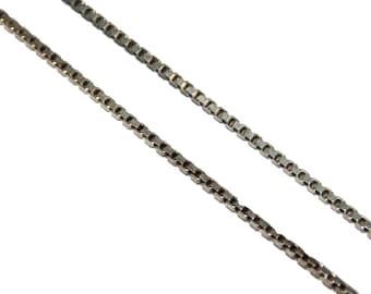 925 Vintage Estate Sterling Silver Necklace Snake Box Chain Square  18"  Jewelry Birthday Gift For Her